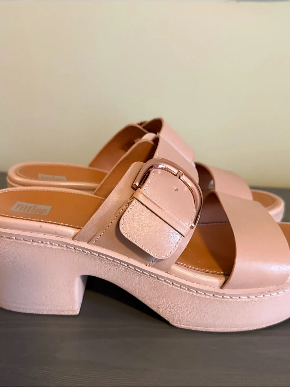 Fitflop Beige Platform Slide with Buckle